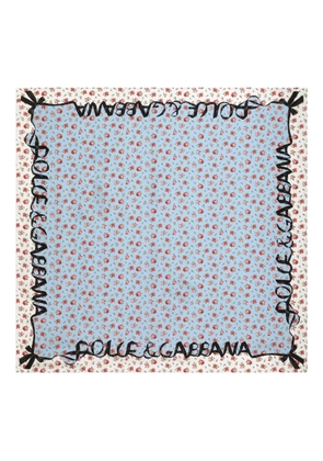 Dolce & Gabbana floral-print ribbon scarf - Blue