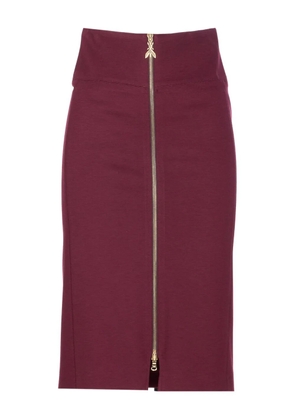 Patrizia Pepe logo-embellished zip-front midi skirt - Red