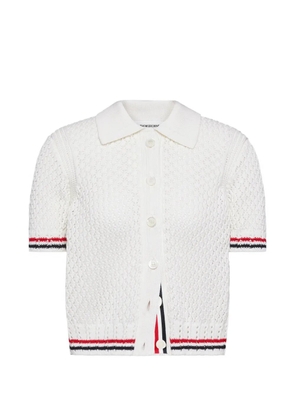 Thom Browne pointed short-sleeve cardigan - White