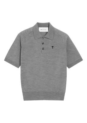AMI Paris Ami De Coeur logo-emboidered polo shirt - Grey