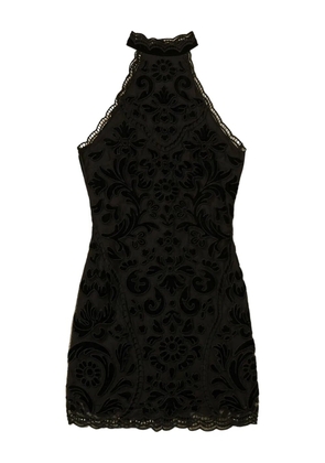 TWINSET halter-neck embroidered mini dress - Black