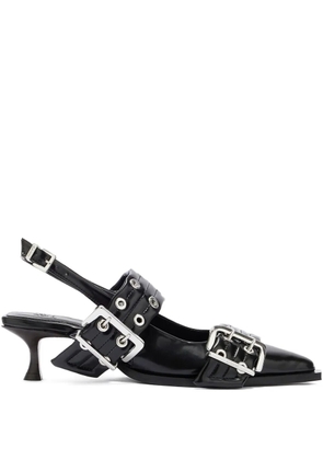 GANNI buckle eyelet pumps - Black