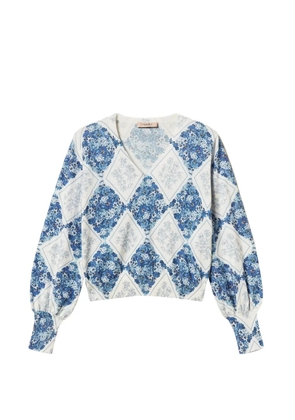 TWINSET diamond-pattern floral top - Blue