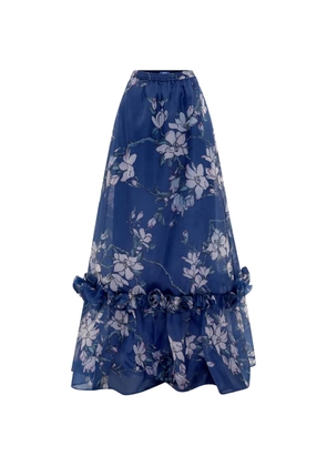 Leo Lin Paige ruffled floral maxi skirt - Blue