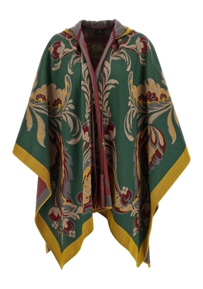 ETRO floral paisley hooded cape - Green