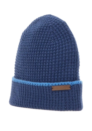Kiton logo-tag beanie hat - Blue