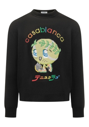Casablanca intarsia-knit crew-neck sweater - Black