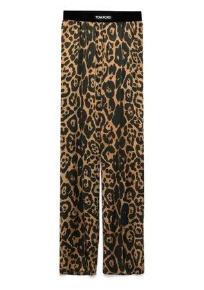 TOM FORD Silk Leopard Pants - Brown