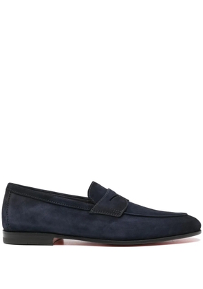 Santoni penny-slot suede loafers - Blue