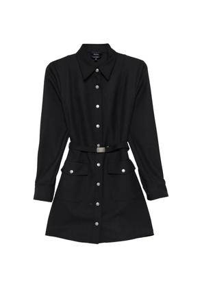 A.P.C. buttoned belted mini shirt dress - Black
