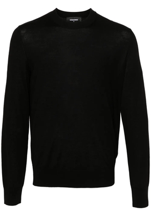 DSQUARED2 logo-embroidered virgin wool jumper - Black