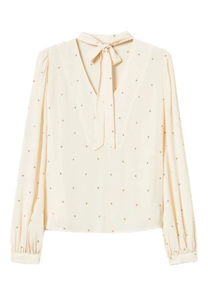 TWINSET embellished tie-neck blouse - Neutrals