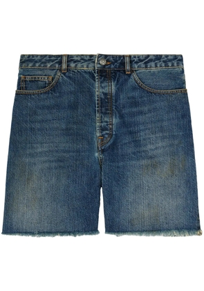 Palm Angels logo-print denim shorts - Blue