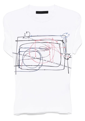 ALAINPAUL printed elasticated-straps T-shirt - White
