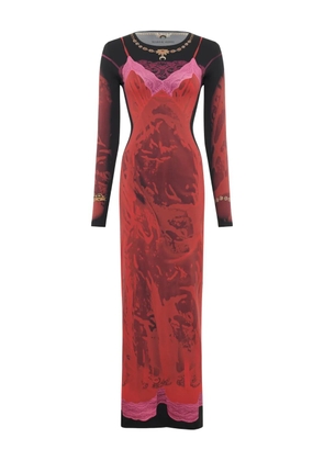 Marine Serre printed-lace jersey dress - Red
