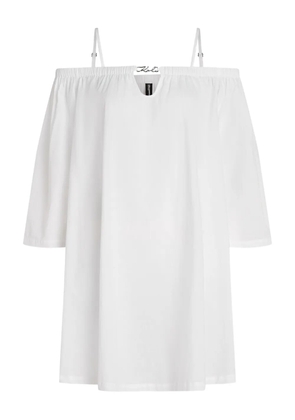 Karl Lagerfeld Karl DNA off-shoulder sheer beach dress - White