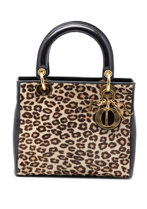 Christian Dior Pre-Owned 1997 Medium Pony Hair Leopard Print Lady Dior satchel - Black