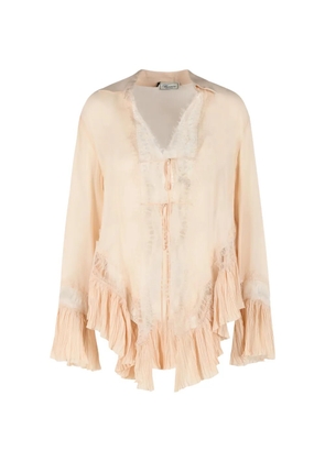 Blumarine Amberlight lace ruffled shirt - Neutrals
