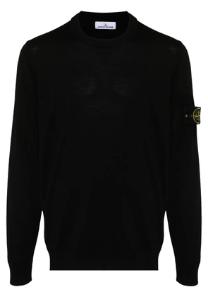Stone Island logo-patch ribbed sweater - Black