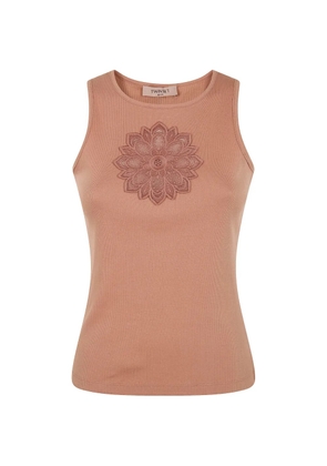TWINSET floral-appliqué tank top - Brown