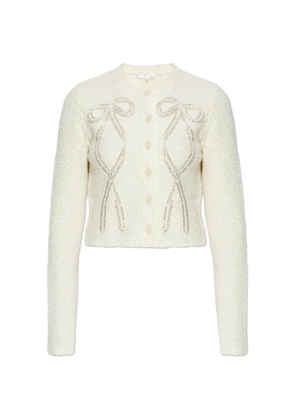 LoveShackFancy Leocadia beaded bow cardigan - Neutrals