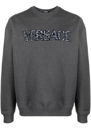 Versace logo-patch cotton sweatshirt - Grey