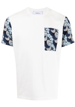 Ports V floral-print panelled T-shirt - White
