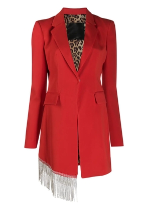 Philipp Plein crystal fringe blazer - Red