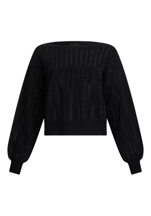 LIU JO rhinestone-embellished puff-sleeve sweater - Black