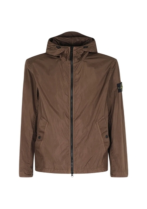 Stone Island crinkle hooded jacket - Brown