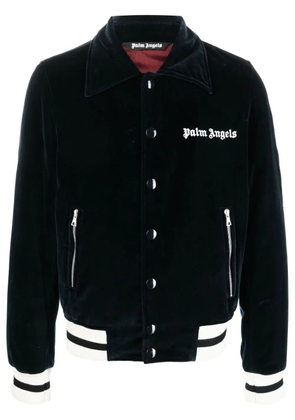 Palm Angels logo-embroidered velvet jacket - Black