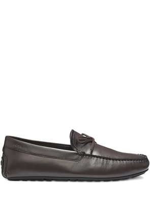 BOSS leather boat shoes - Brown