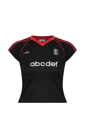 VETEMENTS letter print V-neck top - Black