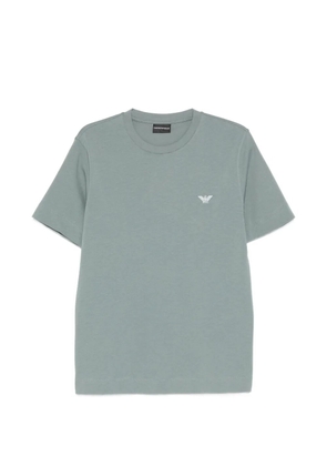 Emporio Armani eagle-embroidery crew-neck T-shirt - Blue