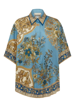 ALEMAIS floral-pattern silk shirt - Blue