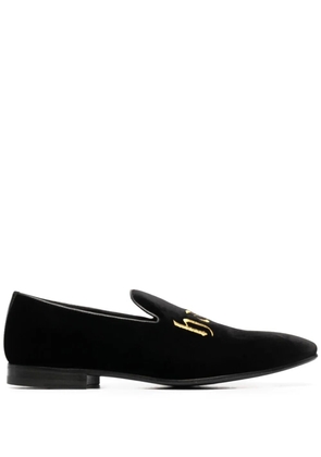 Philipp Plein embroidered velvet loafers - Black