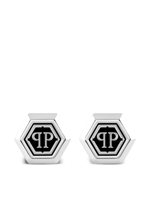 Philipp Plein Hexagon-PP cufflinks - Silver