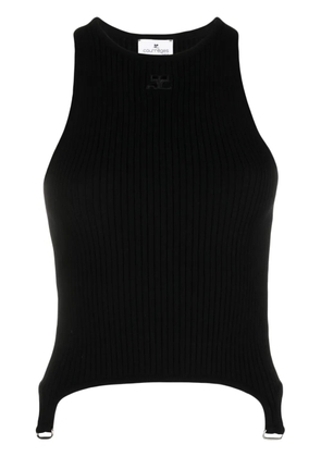Courrèges logo-patch sleeveless knit top - Black
