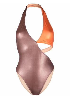ALESSANDRO VIGILANTE asymmetric swimsuit - Brown
