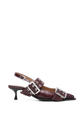 GANNI buckle-eyelet pumps - Brown
