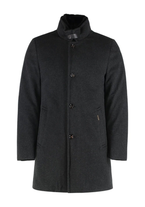 Moorer Bond-Fur-Cs high-neck button overcoat - Black