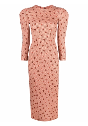 Ulyana Sergeenko printed puff-sleeve dress - Neutrals