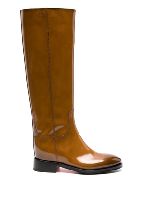 Santoni patent leather knee-high boots - Brown