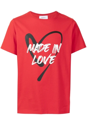 Ports V slogan-print short-sleeved T-shirt - Red