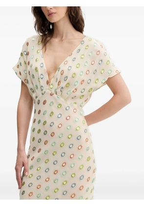 NEVER FULLY DRESSED embellished V-neck maxi dress - Neutrals