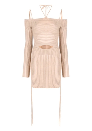 ANDREĀDAMO ribbed-knit mini dress - Neutrals