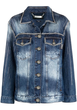 Philipp Plein crystal-embellished denim jacket - Blue