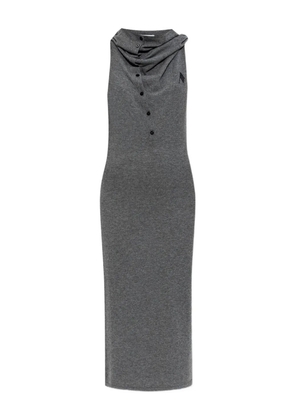 The Attico cowl-neck buttoned midi dress - Grey