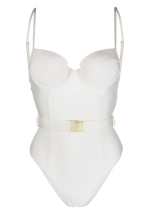 Noire Swimwear belted sweetheart swimsuit - Neutrals