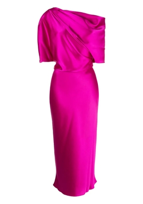 Amsale off-shoulder draped midi dress - Purple